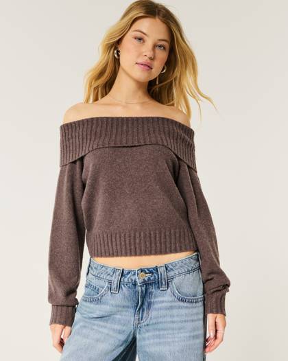Easy Foldover Off-the-Shoulder Sweater