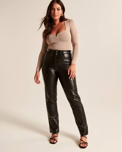 Curve Love Vegan Leather 90s Straight Pant