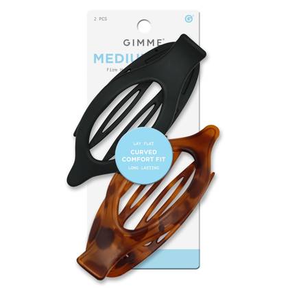 Gimme Beauty Claw Clip Medium Oval Lay-Flat Black/Tortoise 2CT