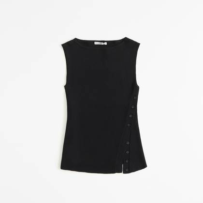Asymmetrical Button Sweater Tank