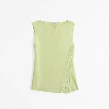 Asymmetrical Button Sweater Tank