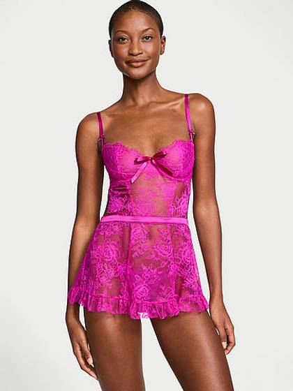 Wicked Unlined Rose Lace Apron Set