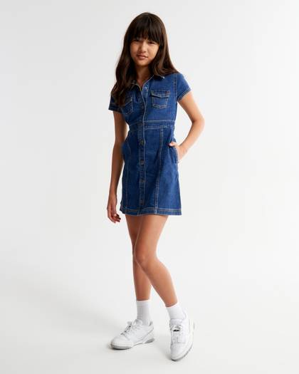 short-sleeve denim dress