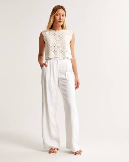 A&F Harper Tailored Linen-Blend Pant