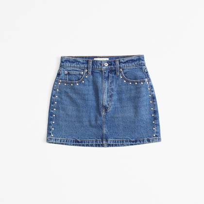 Denim Studded Mini Skirt