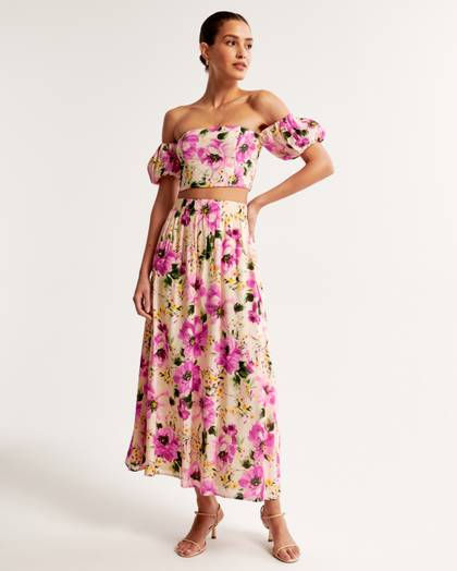 Crinkle Flowy Maxi Skirt