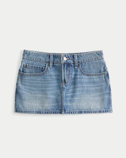 Low-Rise Denim Mini Skort