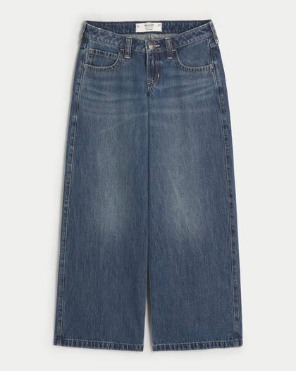 Ultra Low-Rise Dark Wash Super Baggy Jeans