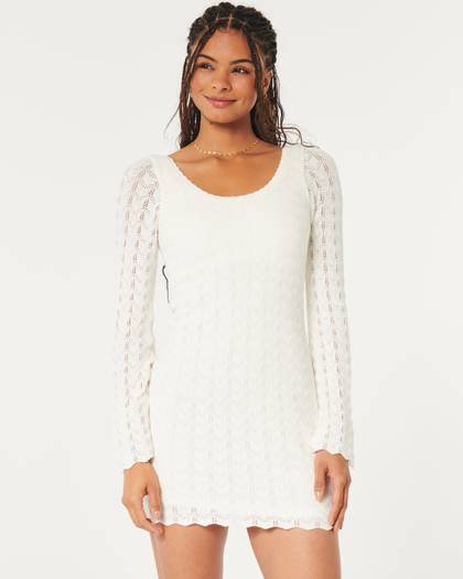 Long-Sleeve Crochet-Style Dress
