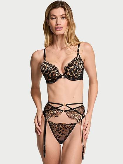 Leopard Embroidery Garter Belt