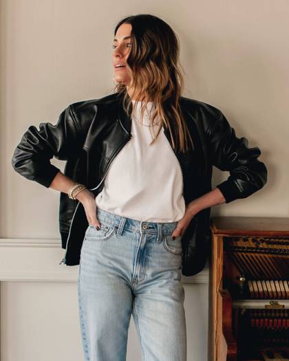 Vegan Leather Bomber Jacket