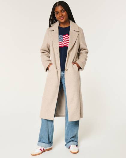 Wool Blend Longline Coat