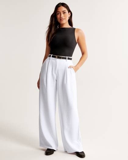 Curve Love A&F Harper Tailored Premium Crepe Ultra-Wide Leg Pant