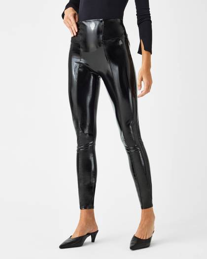 SPANXshape™ Faux Leather Patent Leggings - Classic Black