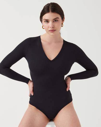 Suit Yourself Long Sleeve Thong Bodysuit - Classic Black