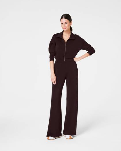 SPANX® AirEssentials Long Sleeve Wide Leg Jumpsuit - Truffle Brown