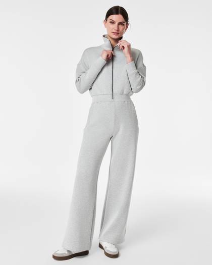 SPANX® AirEssentials Long Sleeve Wide Leg Jumpsuit - Light Heather Grey
