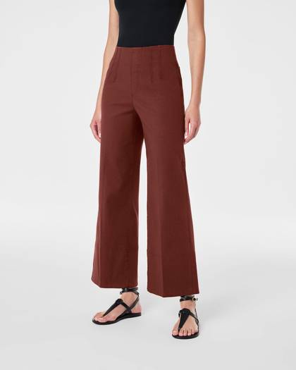 SPANX® Stretch Twill Cropped Wide Leg Pant - Hickory