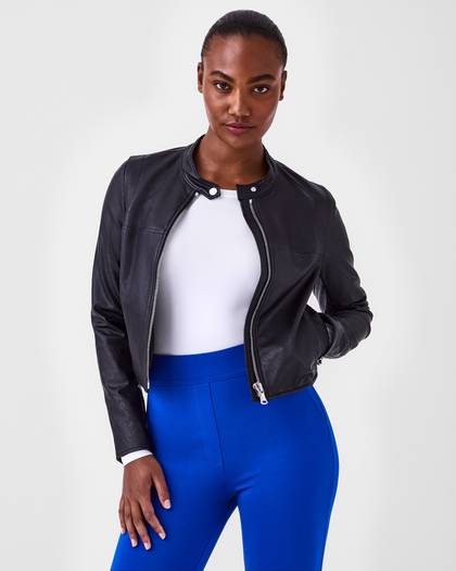 SPANX® Leather-Like Moto Jacket - Luxe Black
