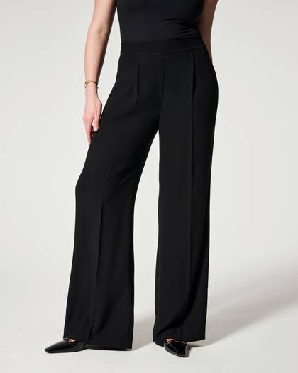 Carefree Crepe Pleated Trouser - Classic Black