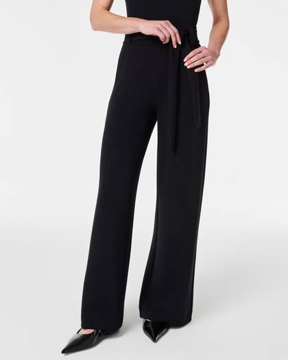 AirEssentials Tie-Waist Wide-Leg Pant - Very Black