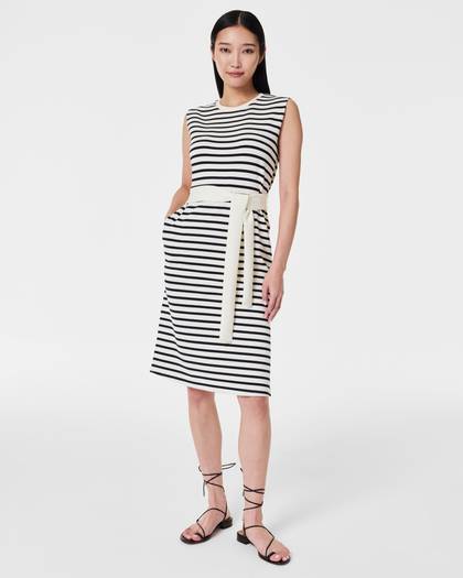 AirEssentials Tie-Waist Tank Dress - Deep Night Stripe