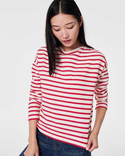 SPANX® AirEssentials Boat Neck Top - Spanx Red Stripe