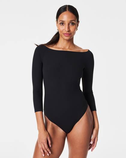 Suit Yourself Boat Neck Ribbed Bodysuit - Classic Black