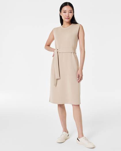 AirEssentials Tie-Waist Tank Dress - Tahini