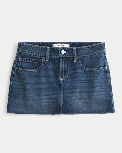 Low-Rise Dark Wash Denim Mini Skort
