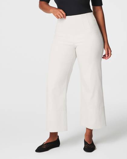 SPANX® Stretch Twill Cropped Wide Leg Pant - Parchment
