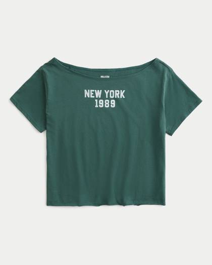 Easy Off-the-Shoulder New York Graphic Tee