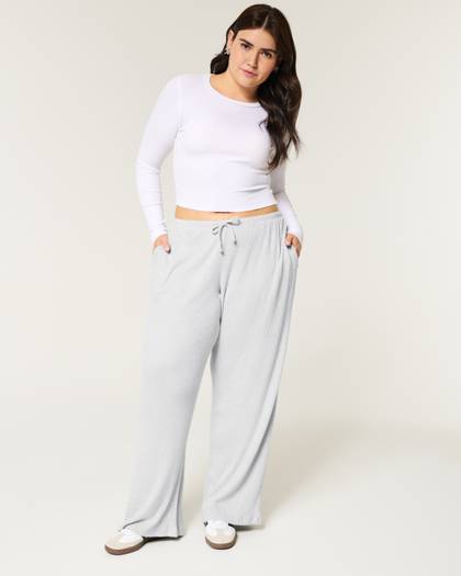 Cozy Ribbed Drawstring Baggy Pants