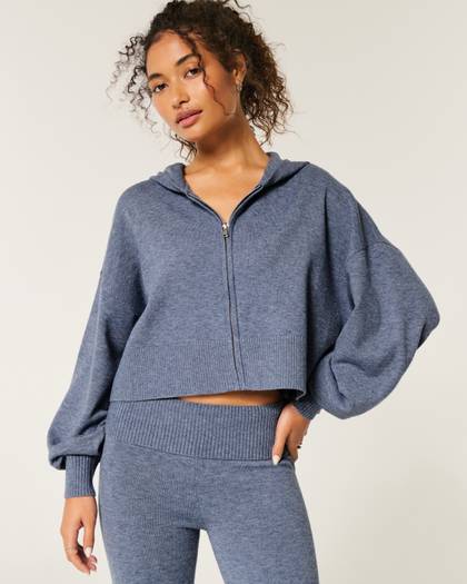 Gilly Hicks Relaxed Sweater-Knit Zip-Up Hoodie