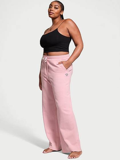 Cotton Fleece Wide-Leg Sweatpants