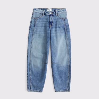 high rise barrel jeans