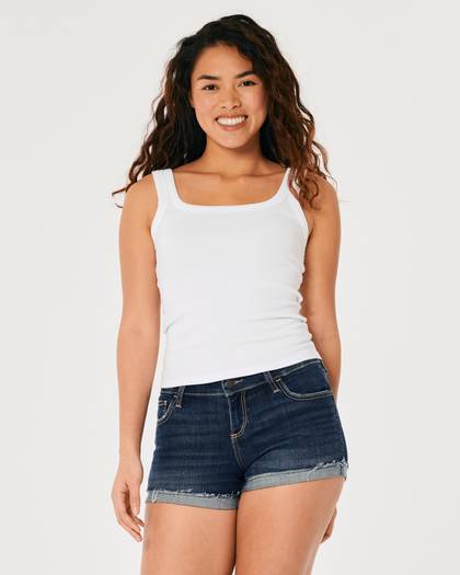Curvy Low-Rise Dark Wash Denim Shorts 3"