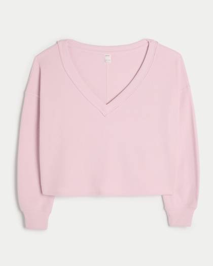 Gilly Hicks Off-the-Shoulder V-Neck Waffle Top