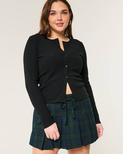 Cozy Ribbed Seamless Button-Through Crew Top