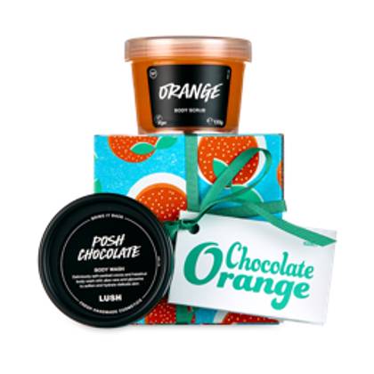 LUSH | Chocolate Orange | Gift | 2 Gourmand Gifts | Indulgent Chocolate Body Wash & Orange Body Scrub