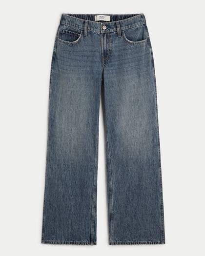 Low-Rise Medium Wash Comfort Waistband Baggy Jeans