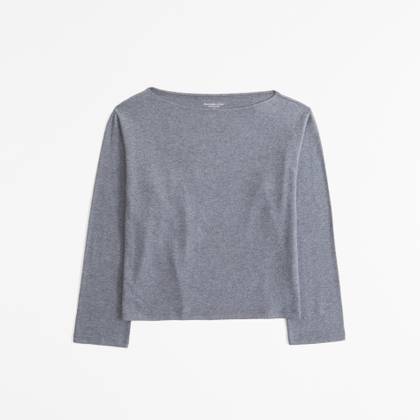 Long-Sleeve Cozy Lounge Knit Tuckable Slash Tee