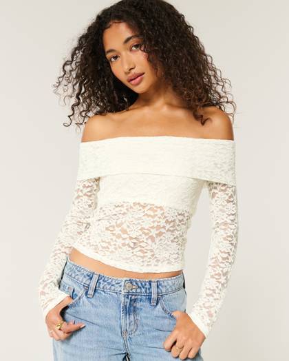 All-Over Lace Off-the-Shoulder Top