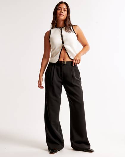Curve Love A&F Sloane Low Rise Tailored Wide Leg Pant