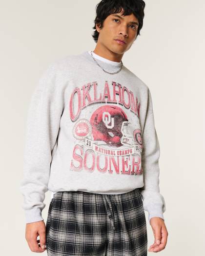 Boxy University of Oklahoma Sooners Graphic Crew Sweatshirt