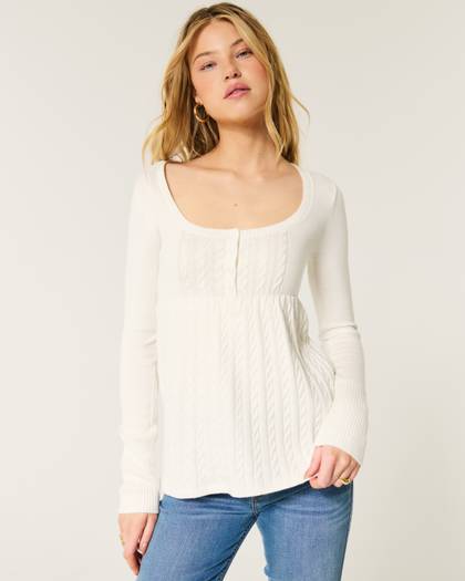 Long-Sleeve Babydoll Sweater