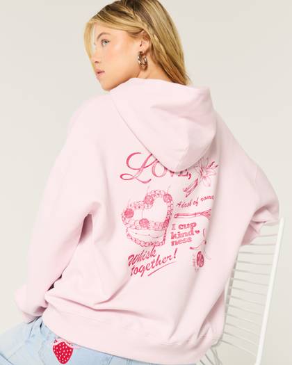 Oversized Made with Love Graphic Hoodie