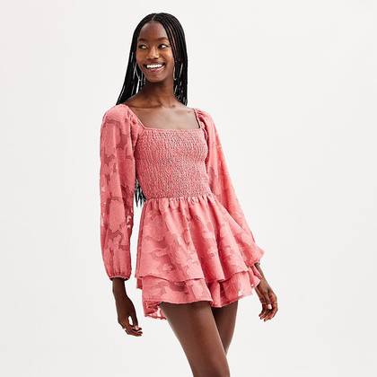 Juniors' Harper & Ivy Long Sleeve Dress Romper