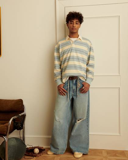 Ripped Light Wash Extreme Baggy Jeans