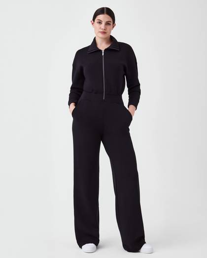 SPANX® AirEssentials Long Sleeve Wide Leg Jumpsuit - Very Black